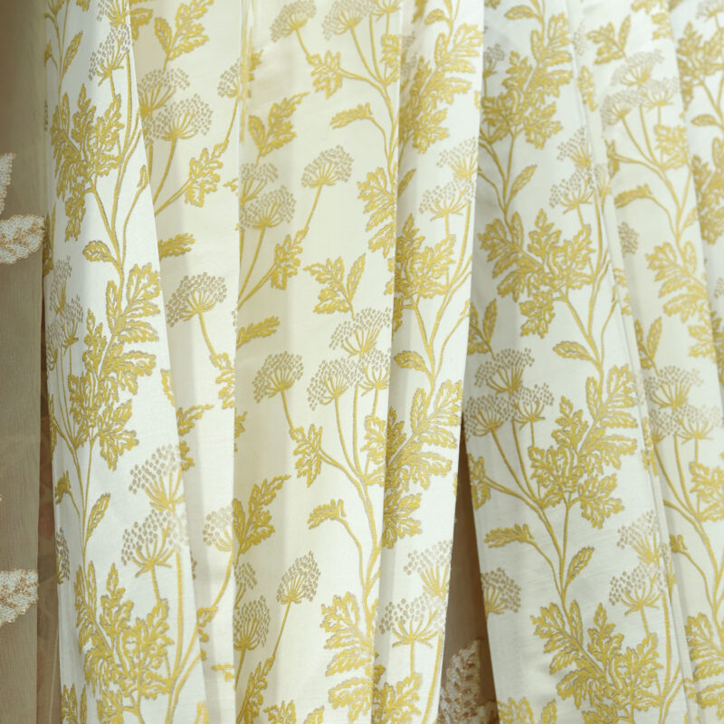 Elegant Sheer Curtains with Golden Floral Embroidery - Image 2