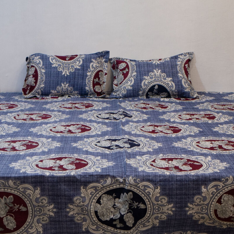 Blue & White Ethnic Motif Bedsheet with 2 Pillow Covers - Image 2