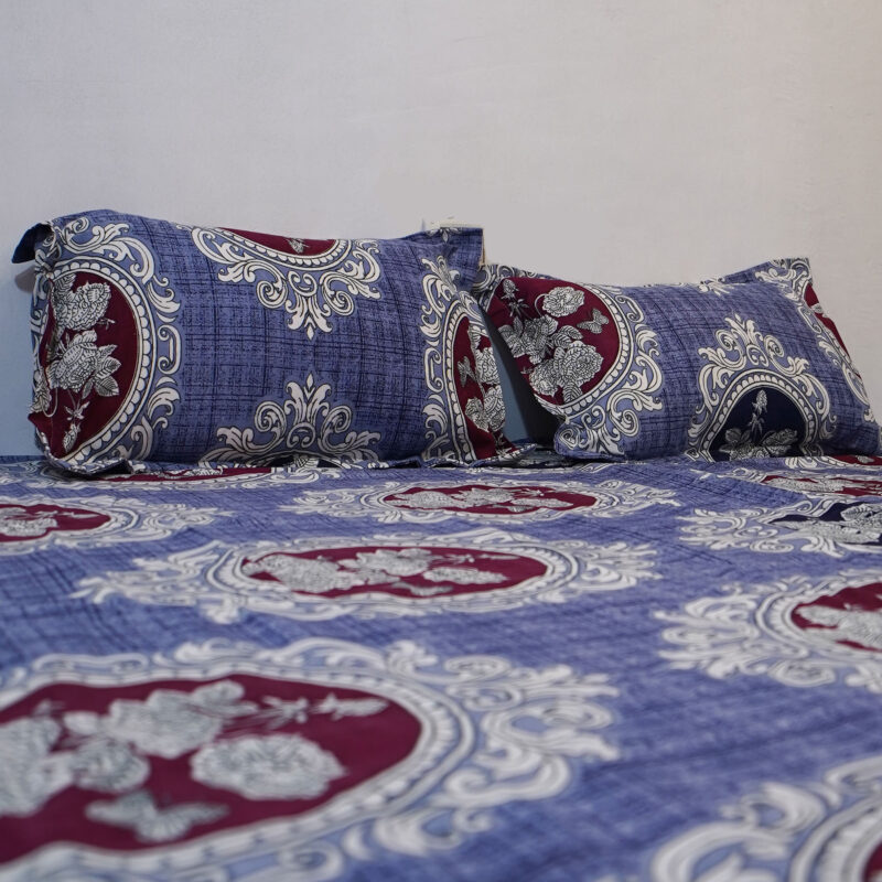 Blue & White Ethnic Motif Bedsheet with 2 Pillow Covers - Image 3