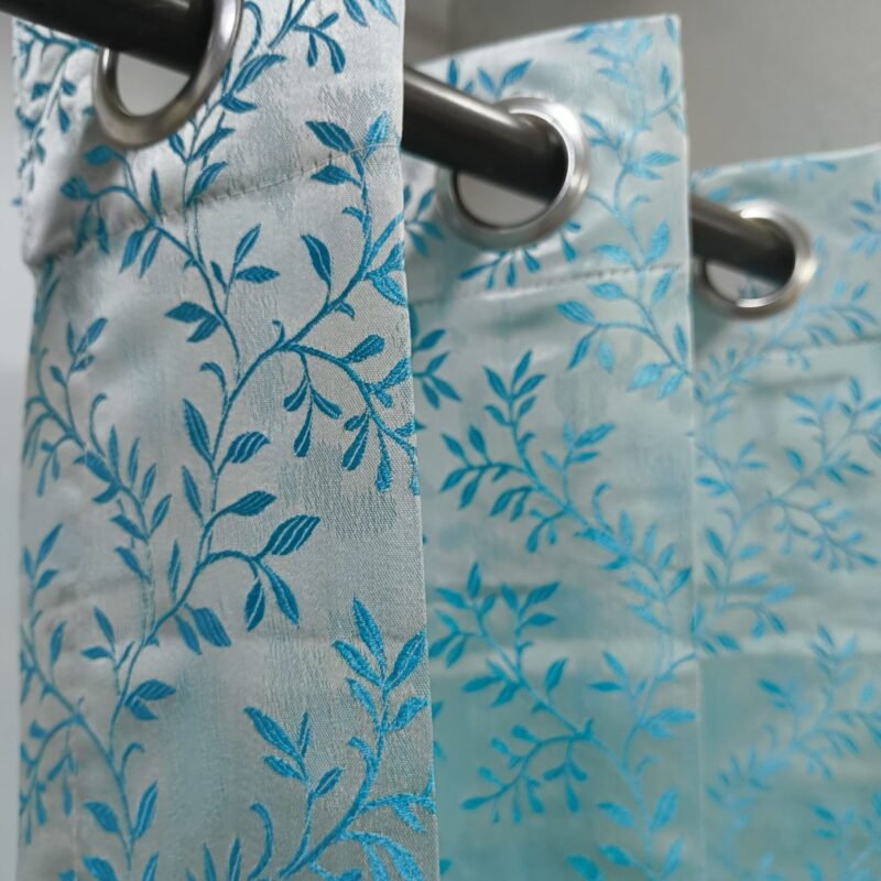 small leaf embroidery blue
